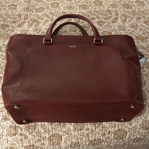 Tumi Deep Red Burgundy Leather Camilla Tote